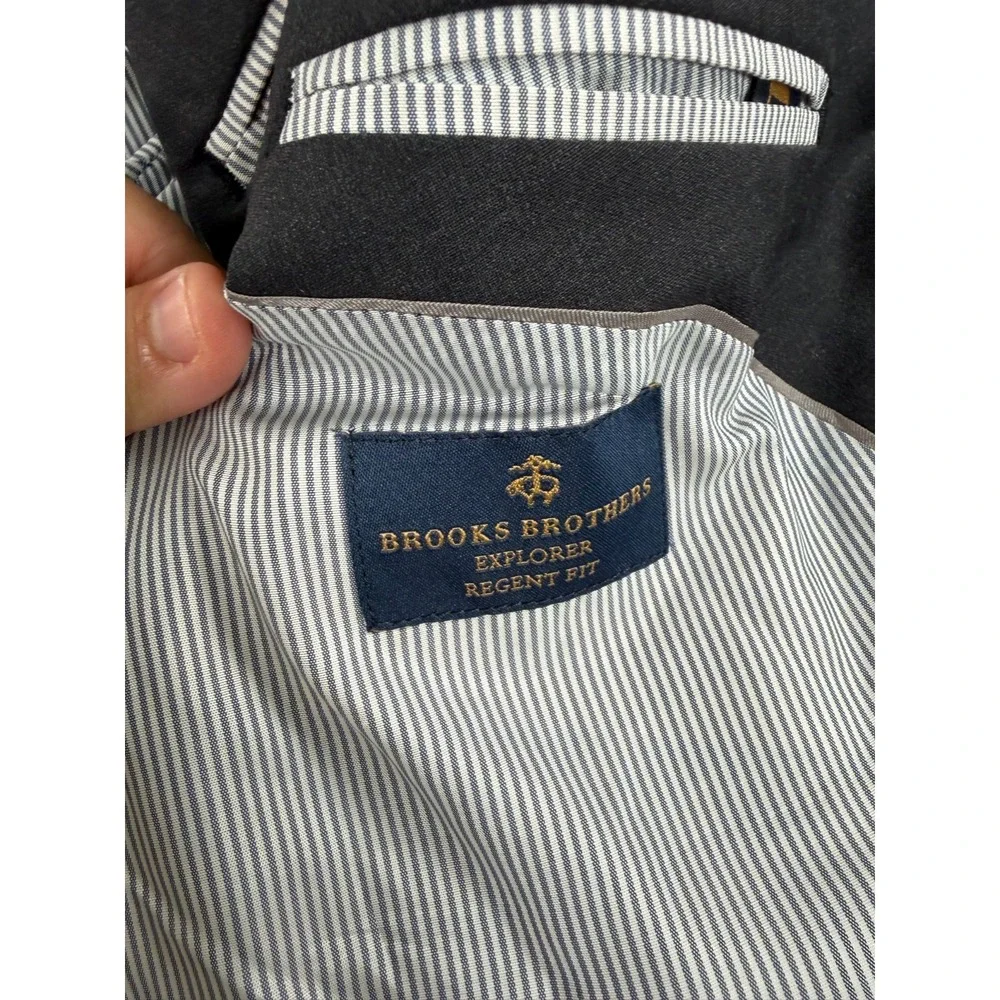 Brooks Brothers Explorer Blazer Men 46R Charcoal Gray Single Breasted Regent Fit